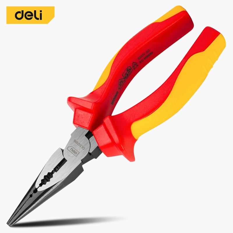 Deli Insulated Labor-saving Long Nose Pliers 6" | EDL512106