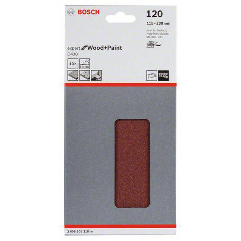 Sanding Sheet C430 Expert for Wood/Paint 115x230mm, 14 holes G120 10 pcs