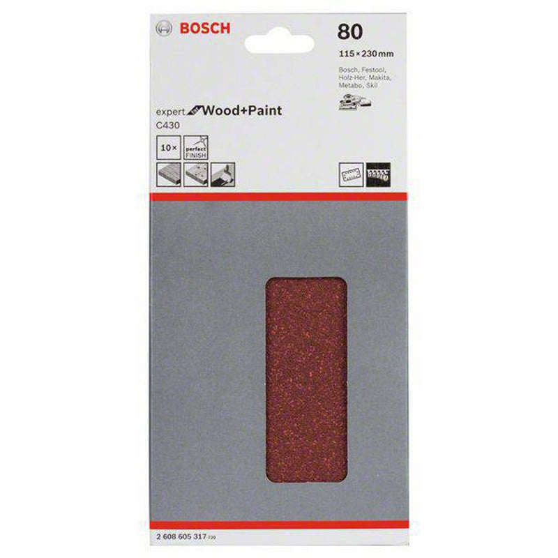 Sanding Sheet C430 Expert for Wood/Paint 115x230mm, 14 holes G80 10 pcs