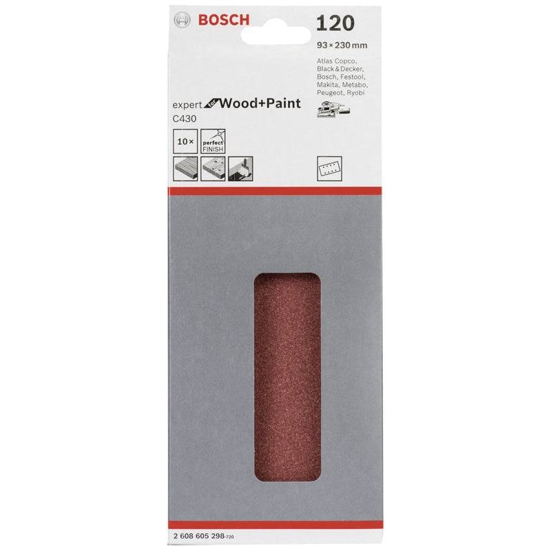 Sanding Sheet C430 Expert for Wood/Paint 93x230mm, 8 holes G120 10pcs