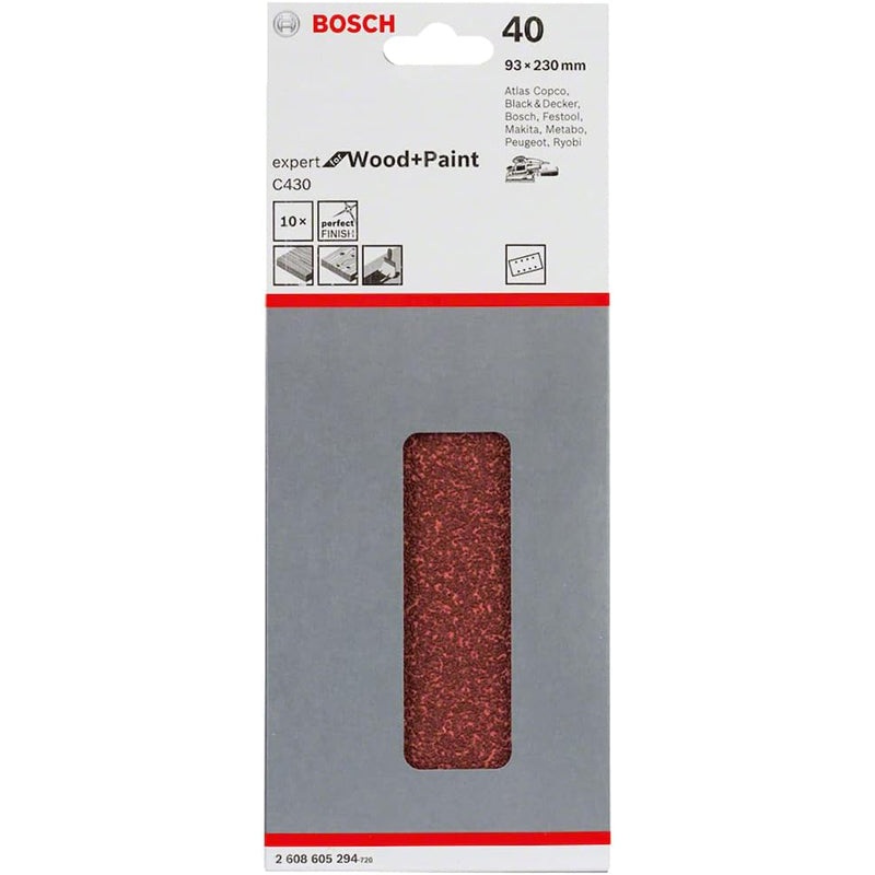 Sanding Sheet C430 Expert for Wood/Paint 93x230mm, 8 holes G40 10pcs