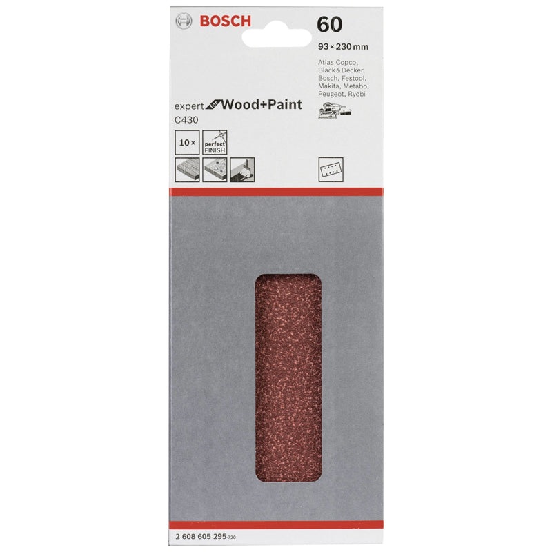 Sanding Sheet C430 Expert for Wood/Paint 93x230mm, 8 holes G60 10pcs