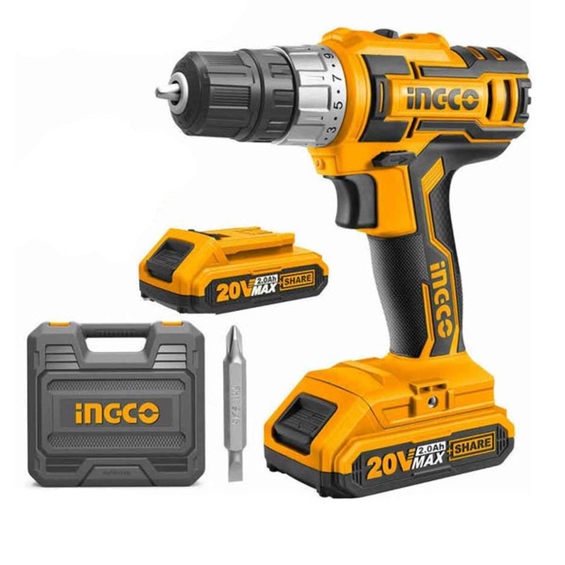 Ingco 20V High-Power Lithium-Ion Cordless Drill CDLI200215 - Dual-Speed