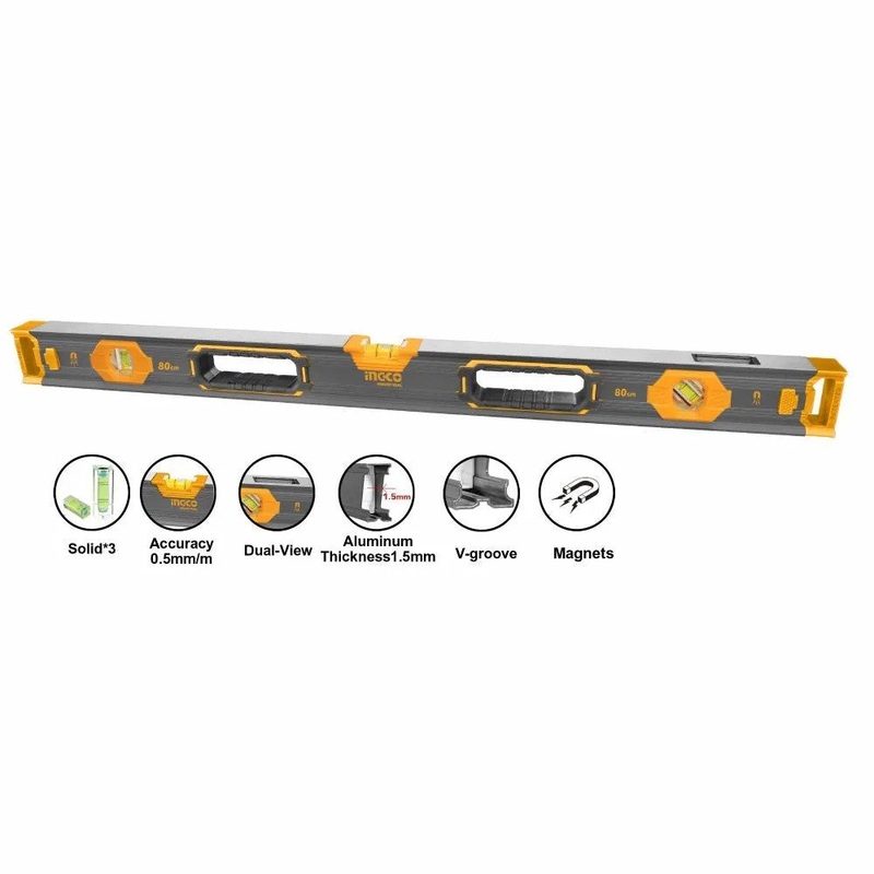 INGCO HSL68080 Spirit Level Bar with Magnetic Base 80cm