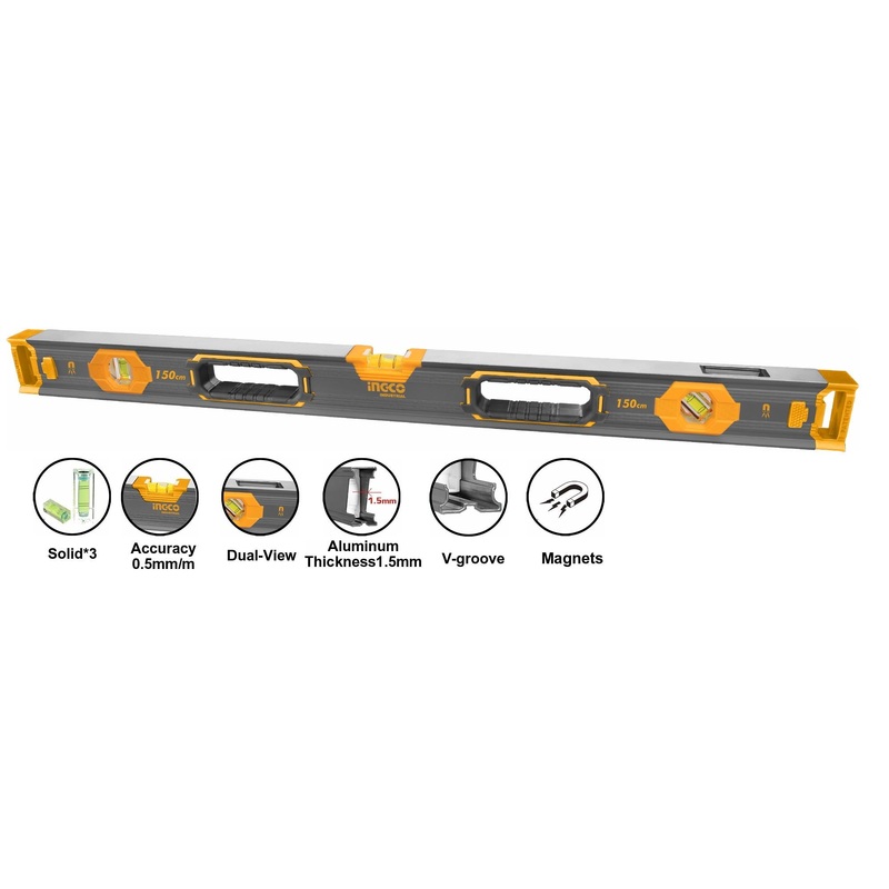 INGCO HSL68150 Spirit Level Bar with Magnetic Base 150cm