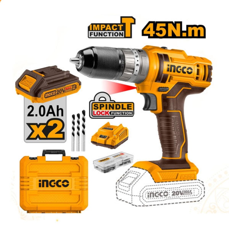 INGCO CIDLI201452 20V Lithium-Ion Cordless Impact Drill