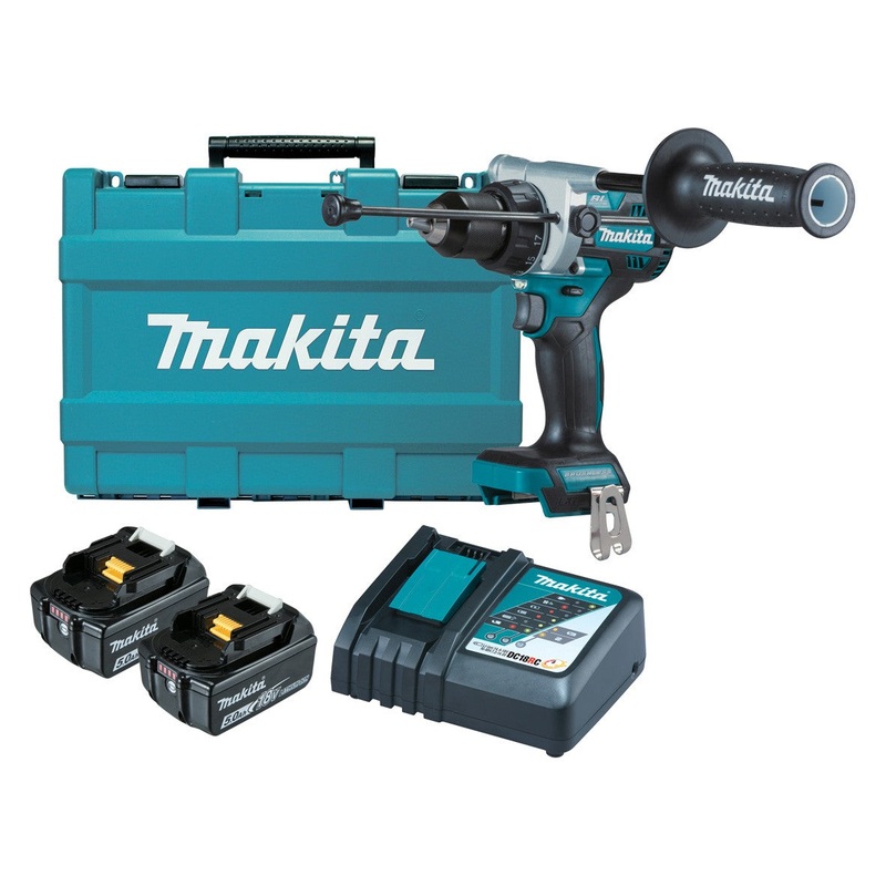 Makita DHP486RTE 18V 5.0Ah Li-Ion Cordless Brushless Hammer Driver Drill Combo Kit
