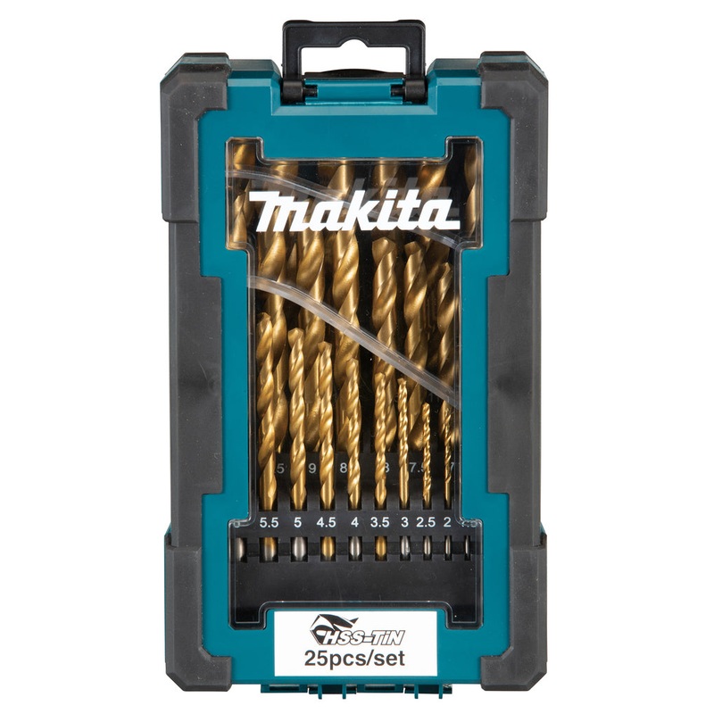 MAKITA 1-13mm HSS-Tin Economy Drill Bit Set - 25 Piece D-72235