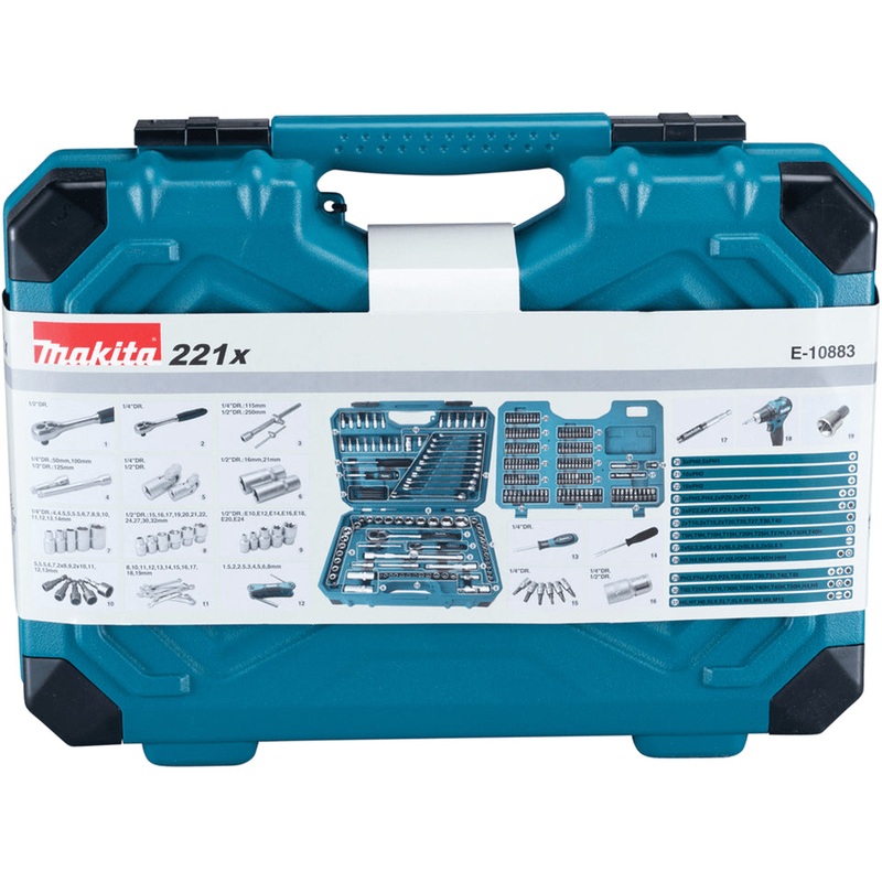 Makita 221 Piece Socket & Spanner Combination Set E-10883