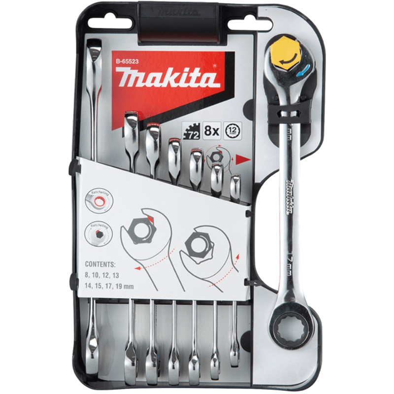 Makita 8 Piece Assorted Metric Double Ratchet Wrench Set B-65523