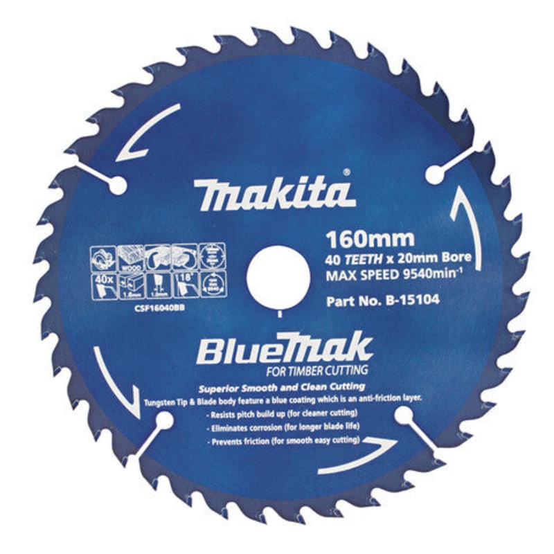 Makita 160mm X 40T BlueMak Saw Blade B-15104