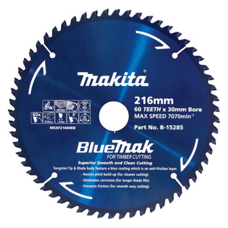 Makita 216mm x 60T Saw Blade 30mm Bore #B-15285