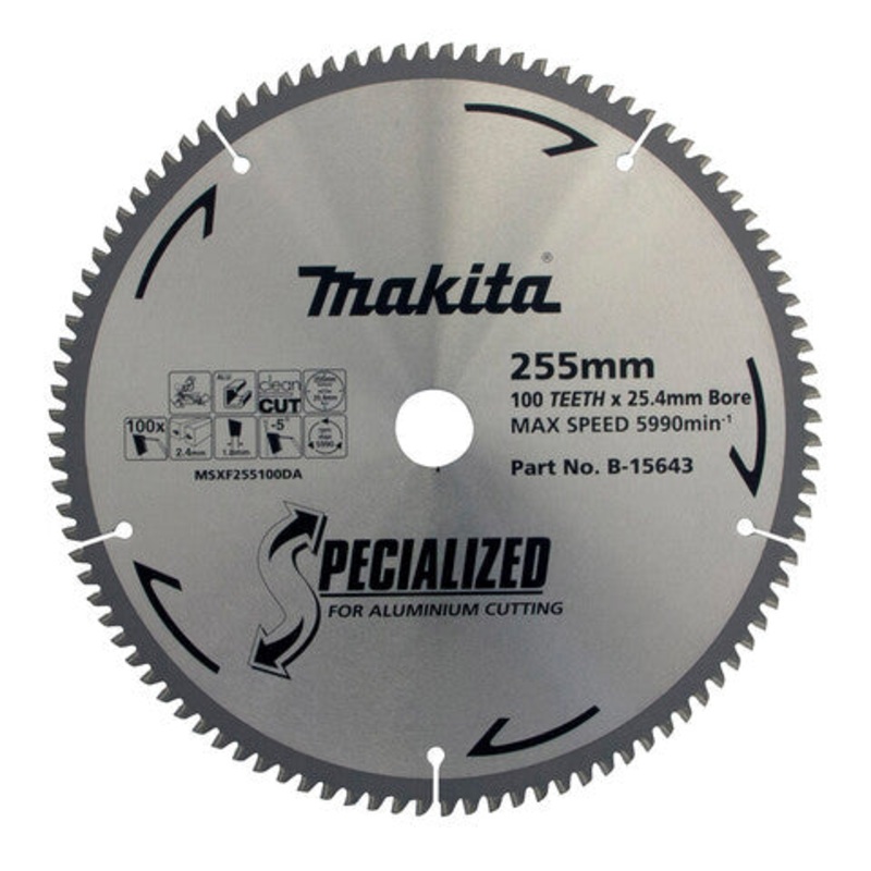 MAKITA 255mm 100T TCT Circular Saw Blade for Aluminium Cutting - Mitre Saws - SPECIALIZED B-15643