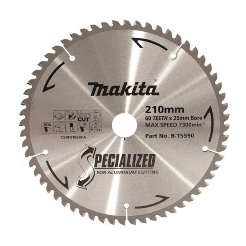 Makita Aluminium TCT Saw Blade 210mm X 25mm X 60T B-15590