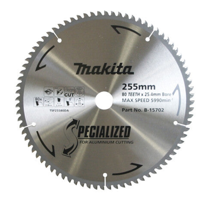 Makita Aluminium TCT Saw Blade 255mm X 25.4mm X 80T B-15702