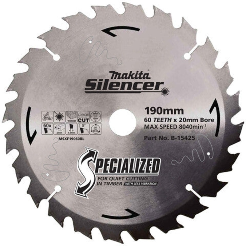 Makita B-15425 190mm (7.5") 60T Timber Cutting TCT Saw Blade