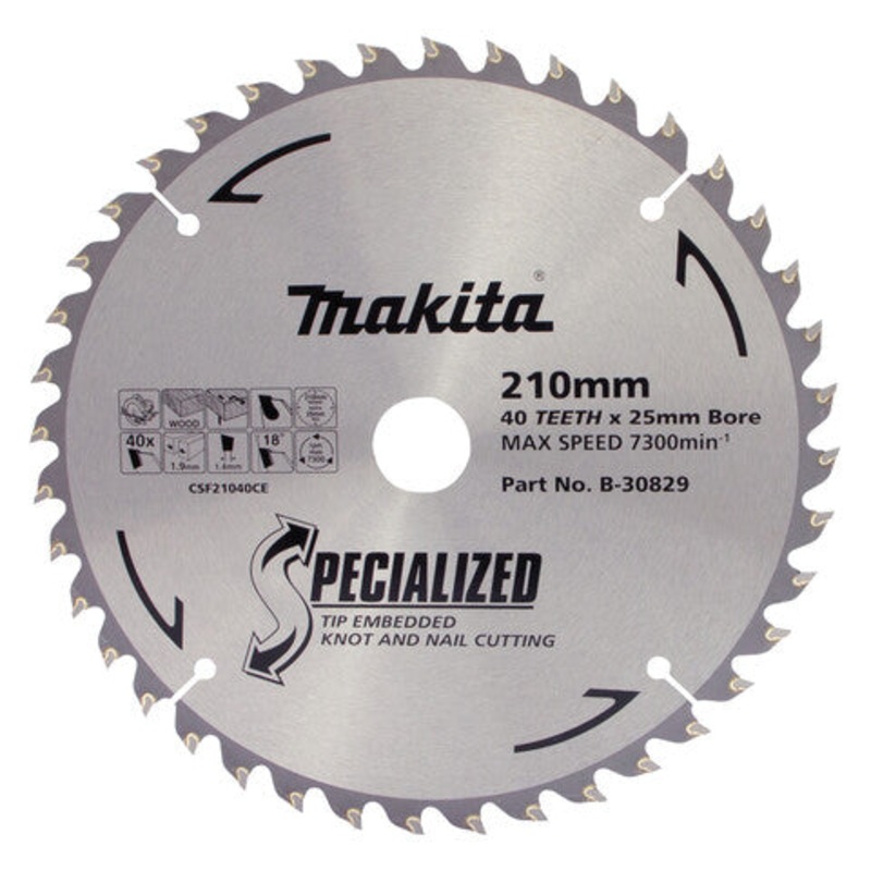 Makita B-30829 210mm 40T Knot & Nail TCT Wood Saw Blade