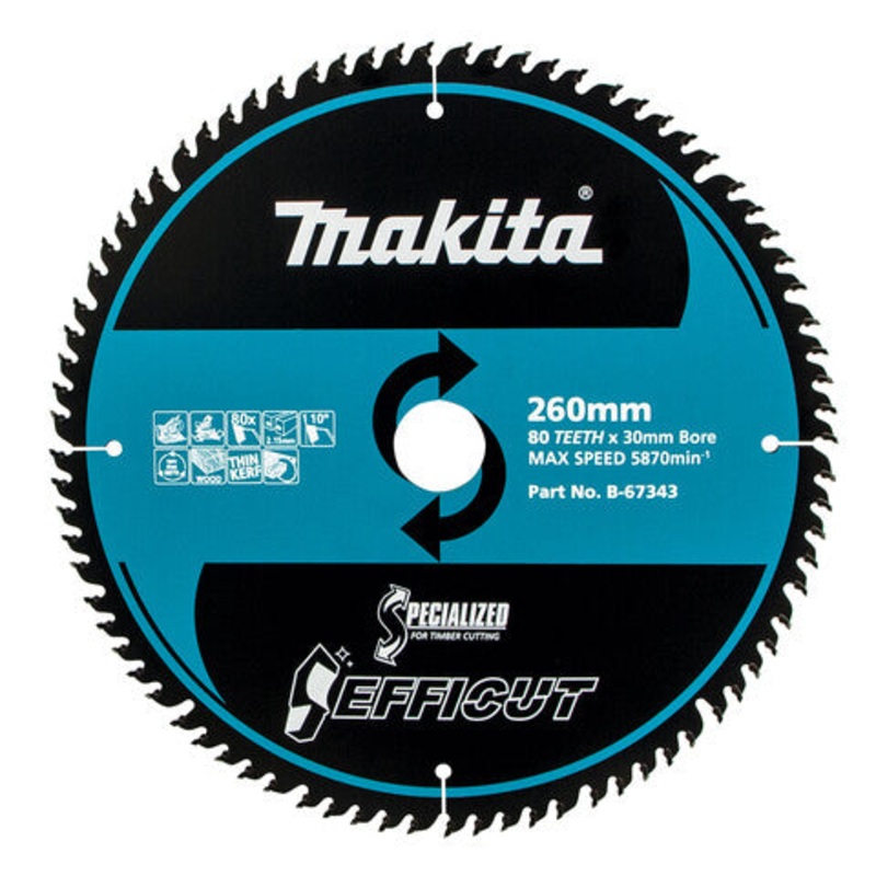 Makita B-67343 260mm (10-1/5") 80T Efficut TCT Wood Saw Blade