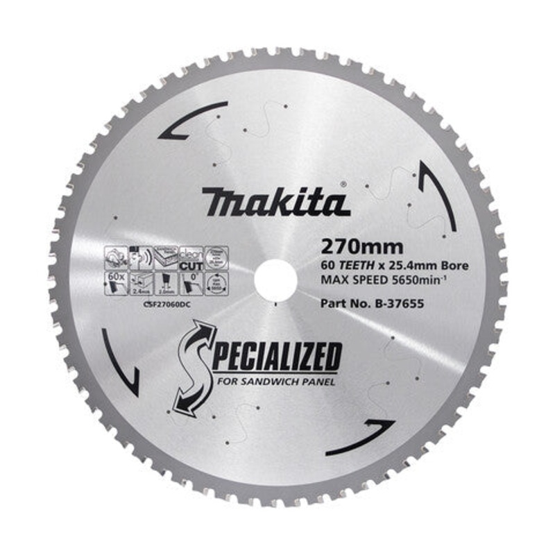 Makita Cool Room Panel Tct Saw Blade 270mm X 25.4mm X 60T B-37655