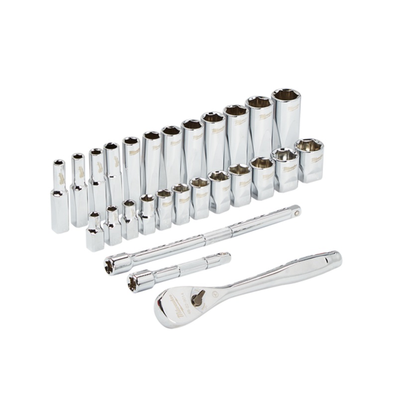 Milwaukee 1/4 Drive 28pc Ratchet & Socket Set  Metric  - 48229504