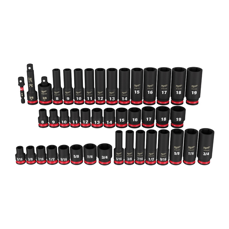 Milwaukee SHOCKWAVE 3/8" Drive 43PC SAE & Metric Deep 6 Point Impact Socket Set - 49667009
