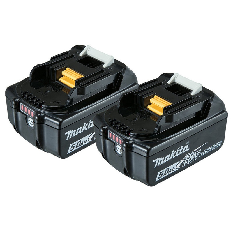 Makita 18V 5.0Ah Li-ion Cordless Battery with Gauge 2-Pack BL1850B-L 191C12-3 (FREE SHIPPING)