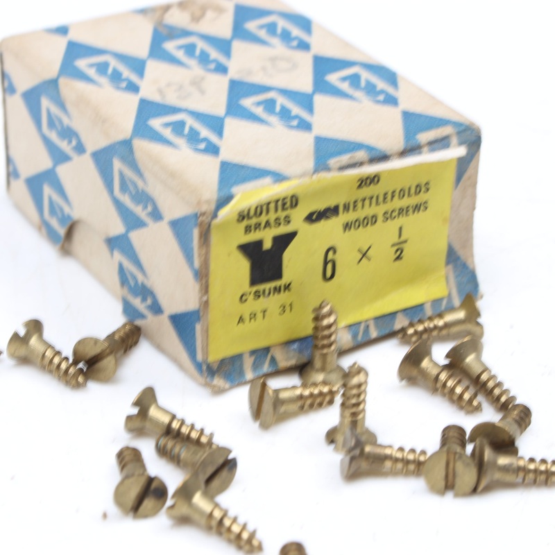 25x Nettlefolds C'Sunk Brass Screws  1/2 x 6