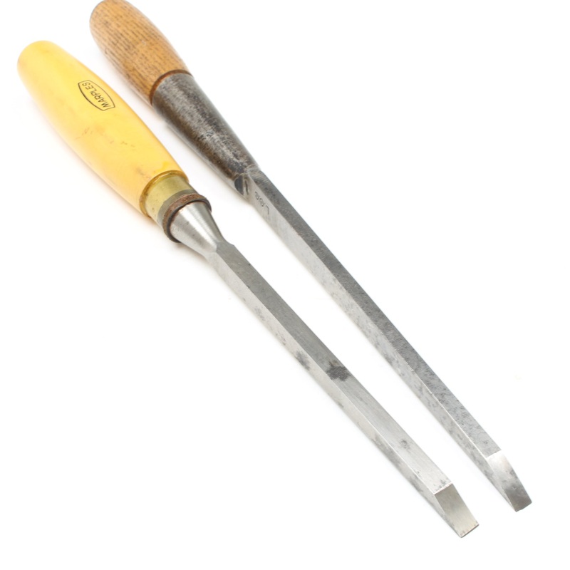 2x Old Marples Sash Mortice Chisels  6mm, 8mm (Ash, Boxwood)
