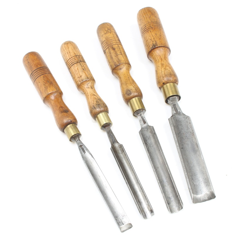 4x Old Marples Firmer Gouges (Ash)