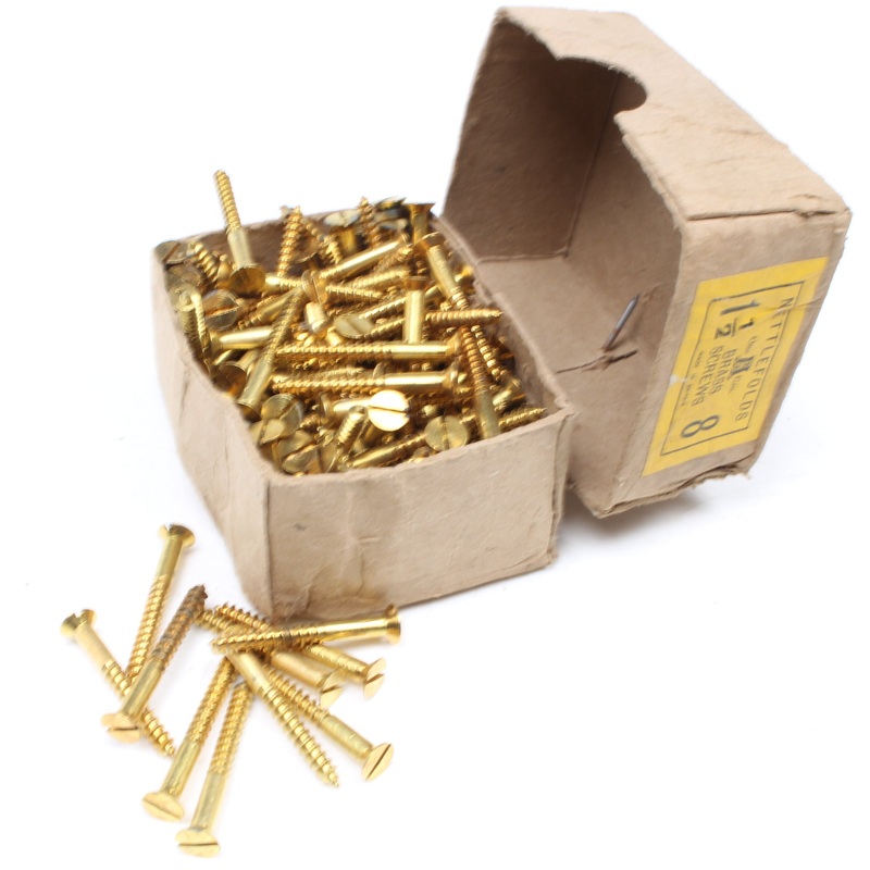 Box Of Nettlefolds CSunk Brass Screws  1 1/2 x 8