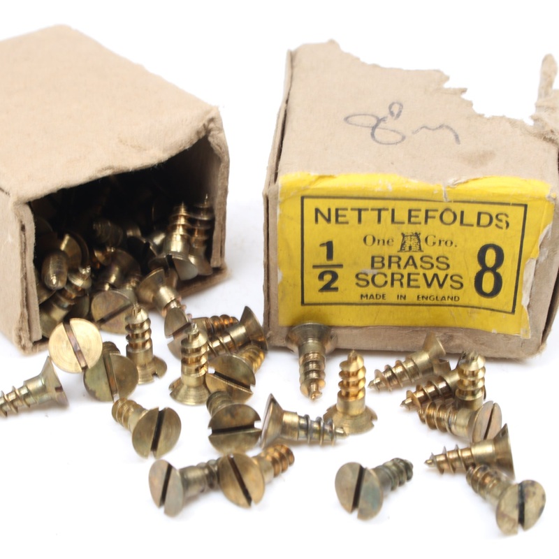 Box Of Nettlefolds CSunk Brass Screws  1/2 x 8