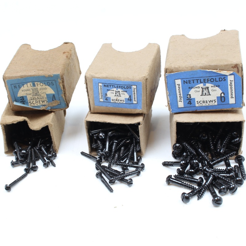 Nettlefolds Japanned Screws - Round Head  3/4  x 4 & 6