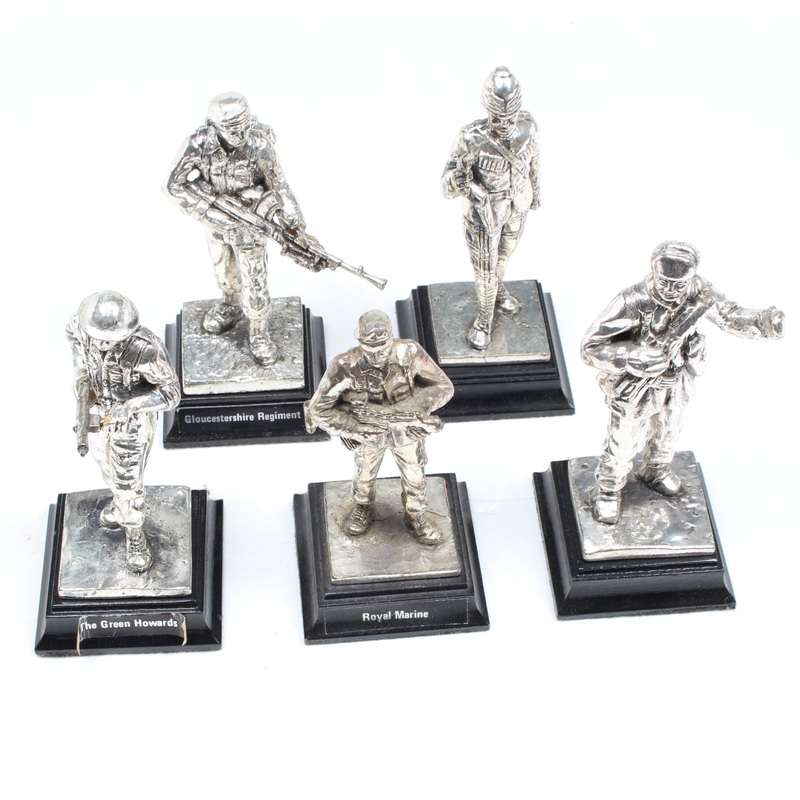 5x Pewter Army Soldier Forces Figures