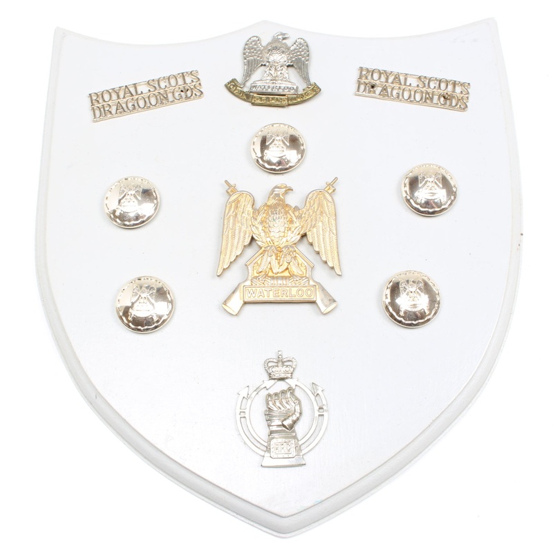 Old Waterloo Royal Scots Military Badges Plaque