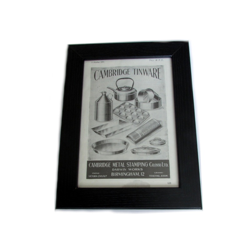 1950's Framed Cambridge Tinware Picture - Size: A5