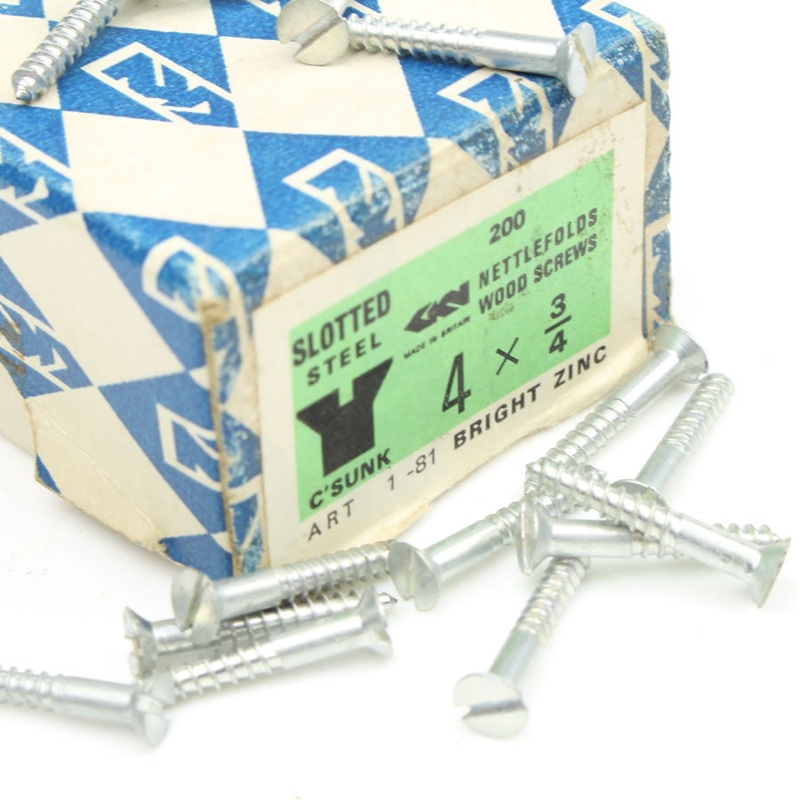 20 Nettlefolds CSK Bright Zinc Screws  3/4 x 4