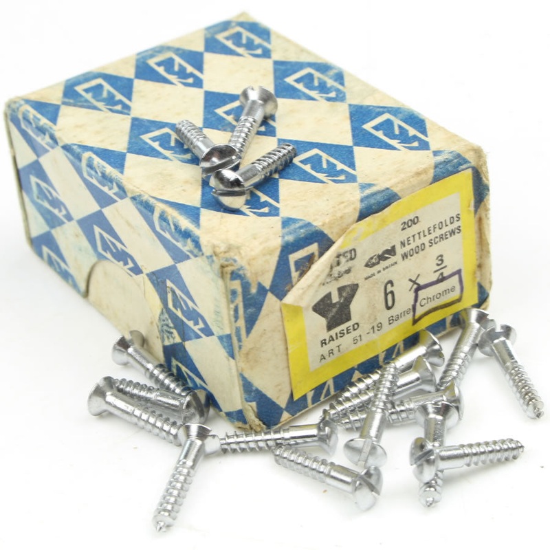 21 x Nettlefolds Barrel Chrome Brass Screws  3/4 x 6