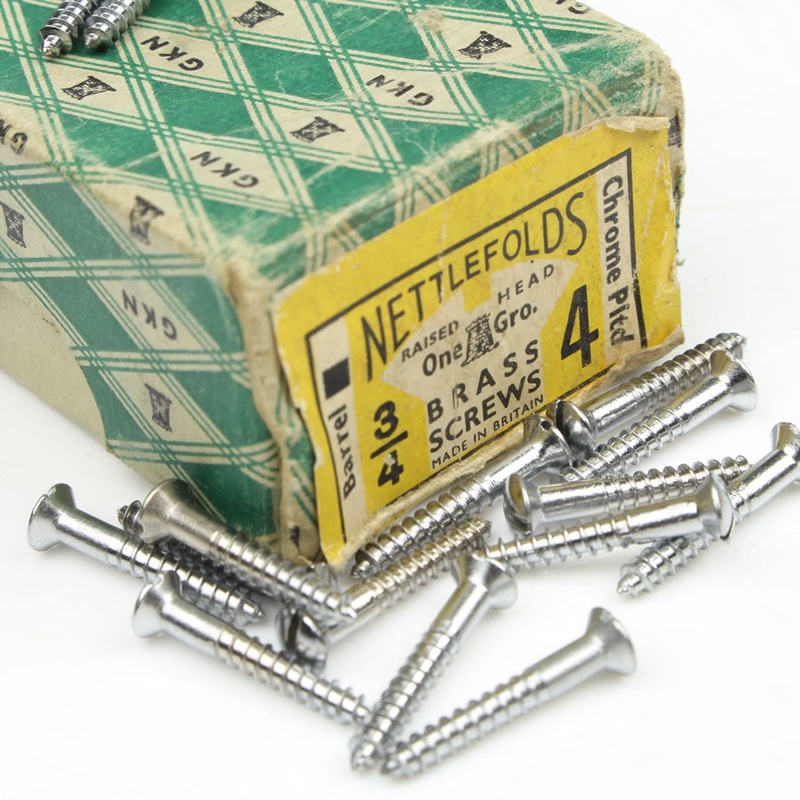 22 x Nettlefolds Barrel Chrome Brass Screws  3/4 x 4