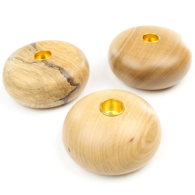 3x Wooden Candle Pebbles