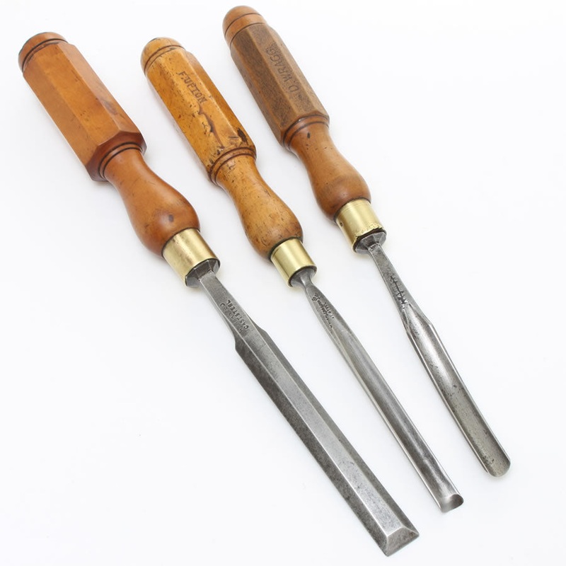 3 Vintage Firmer Tools - Boxwood