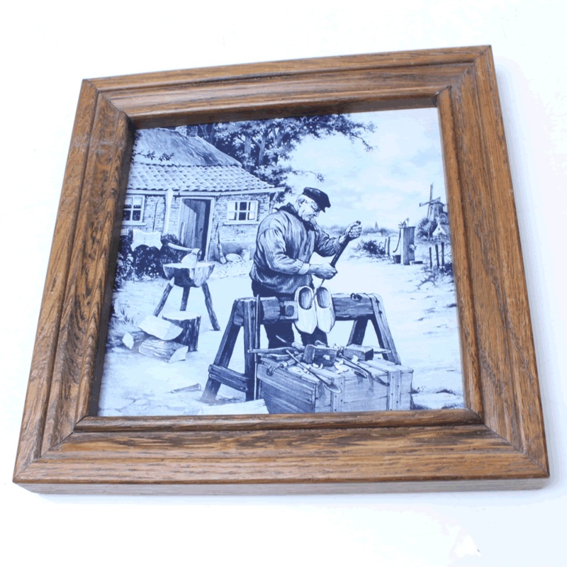 Old Clog Makers Framed Tile Picture