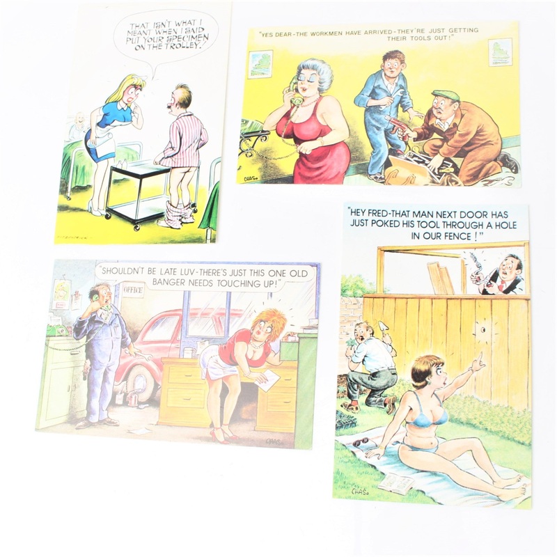 4x Risque Postcards