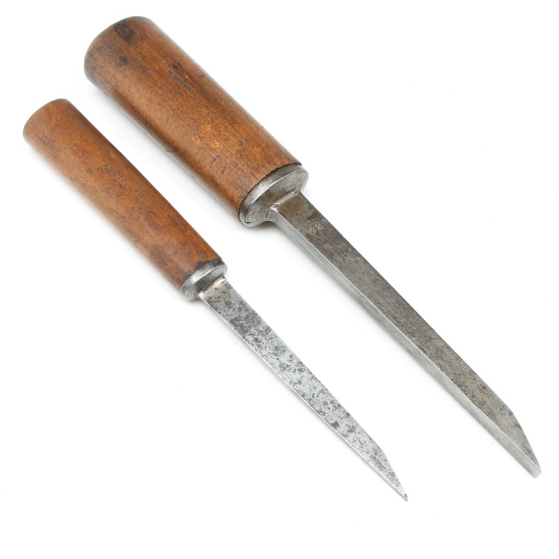 2x Old Mortice Chisels  1/8", 3/8" (Beech)