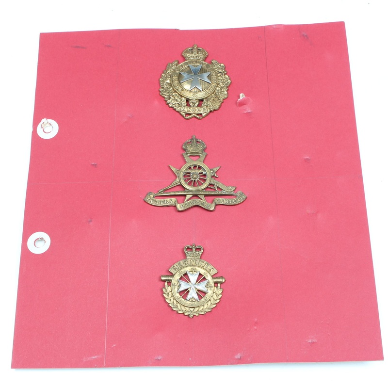 Old Bermuda and Malta Military Cap Badges