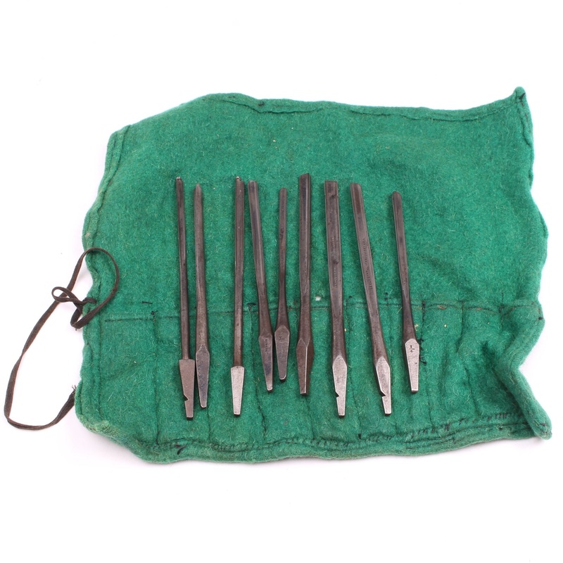 9x Old Spoon Bits in Tool Roll