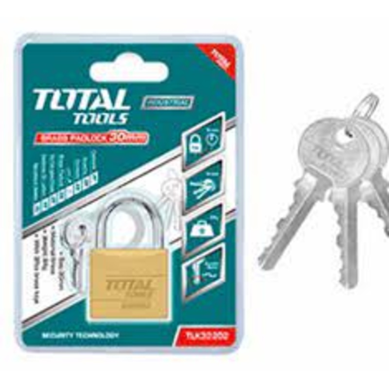 Total TLK32702Heavy duty brass padlock Size70mmMaterial:brass, With 3 pcs brass keys