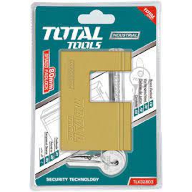 Total TLK32903Heavy duty brass padlock Size90mmMaterial:brass, Weight : 609g With 3 pcs brass keys, packed by double blister
