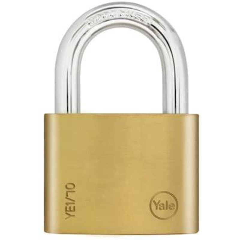 Yale PL-YE1/70/137/1 yale general essential series 12 x 40mm 70mm brass padlock, 3 keys