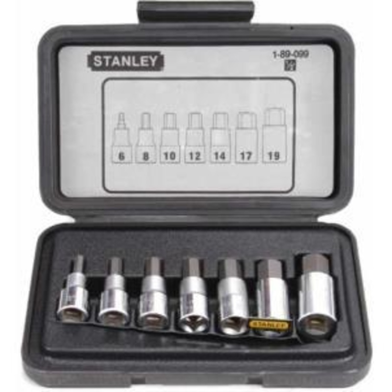 STANLEY 1/2" DR. HEX BIT SOCKET SHORT ARM 7-PCS 6-19MM