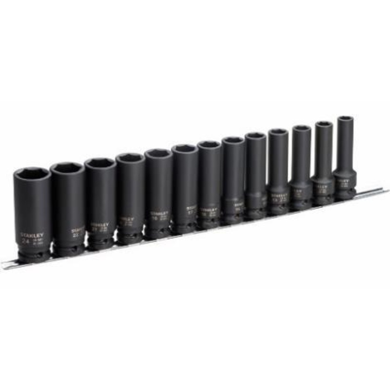 STANLEY 1/2" DR. SOCKET SET 13-PCS DEEP IMPACT 10-24MM